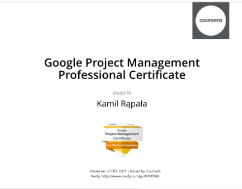 Certyfikat Google PMP